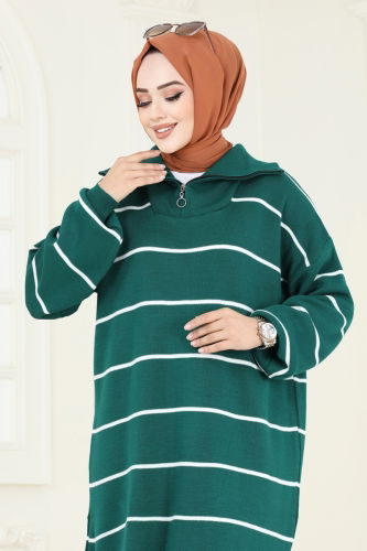 moda selvim Tunic 11037BRZ597 Emerald - Thumbnail