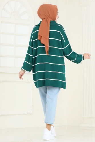 moda selvim Tunic 11037BRZ597 Emerald - Thumbnail