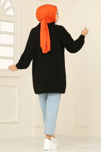 moda selvim Tunic 11043BRZ597 Black - Thumbnail