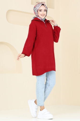 moda selvim Tunic 11043BRZ597 Red - Thumbnail