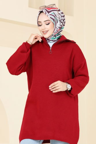 moda selvim Tunic 11043BRZ597 Red - Thumbnail