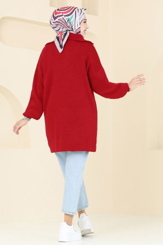 moda selvim Tunic 11043BRZ597 Red - Thumbnail