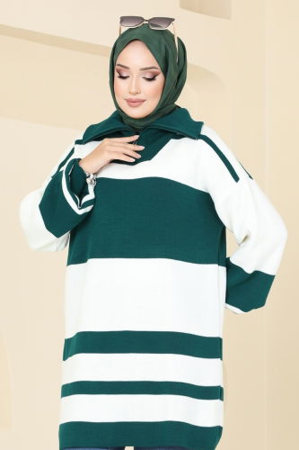 moda selvim Tunic 11046BRZ597 Emerald - Thumbnail