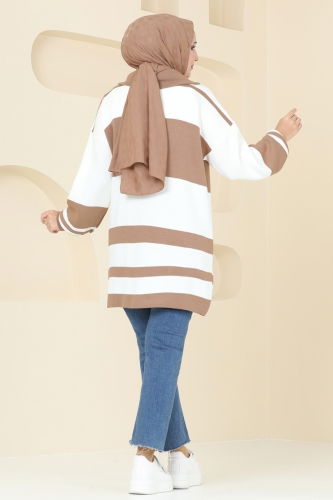 moda selvim Tunic 11046BRZ597 Latte - Thumbnail