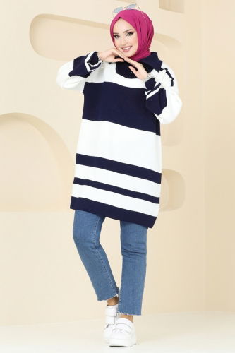 moda selvim Tunic 11046BRZ597 Navy Blue - Thumbnail