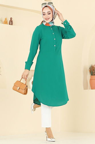 moda selvim بلوز بينتون أخضر 1163ERK1158 - Thumbnail