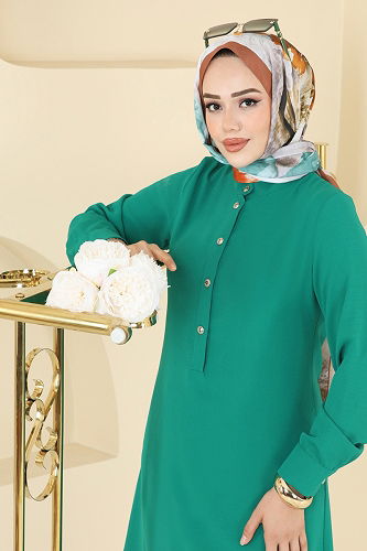 moda selvim بلوز بينتون أخضر 1163ERK1158 - Thumbnail