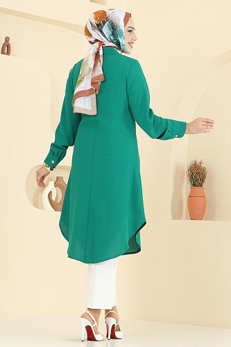 moda selvim بلوز بينتون أخضر 1163ERK1158 - Thumbnail