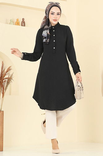 moda selvim Tunic 1163ERK1158 Black - Thumbnail