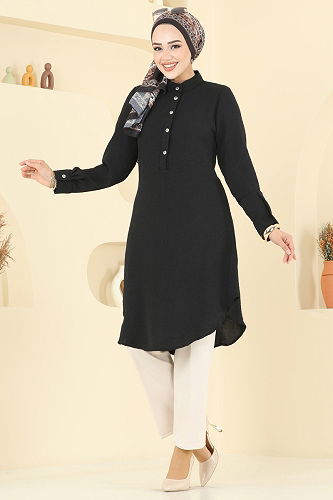 moda selvim Tunic 1163ERK1158 Black - Thumbnail