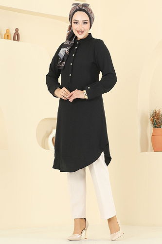 moda selvim Tunic 1163ERK1158 Black - Thumbnail