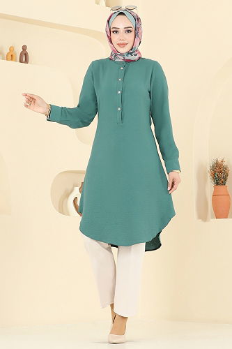 moda selvim Tunic 1163ERK1158 Mold Green - Thumbnail