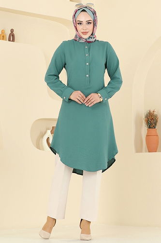 moda selvim Tunic 1163ERK1158 Mold Green - Thumbnail