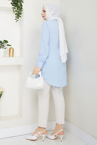 moda selvim Tunic 126ASN888 Baby Blue - Thumbnail