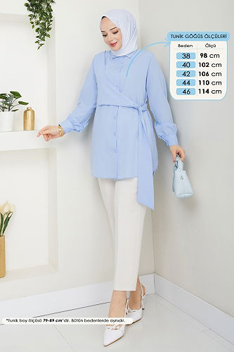 moda selvim Tunic 126ASN888 Blue - Thumbnail