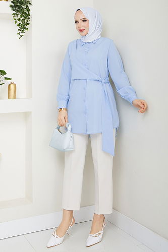 moda selvim بلوز أزرق 126ASN888 - Thumbnail
