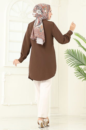moda selvim بلوز بني 126ASN888 - Thumbnail
