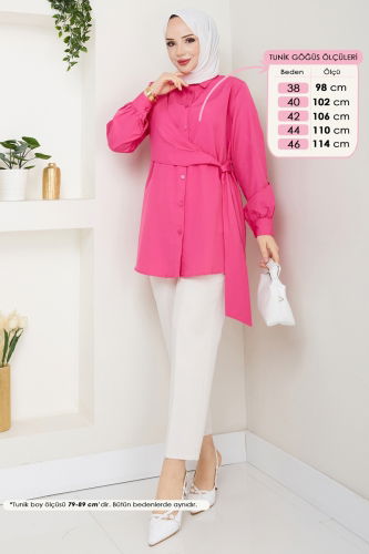 moda selvim بلوز فوشي 126ASN888 - Thumbnail