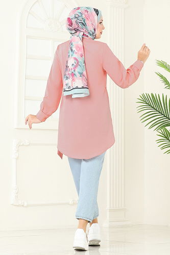 moda selvim بلوز تفاحي فاتح 126ASN888 - Thumbnail