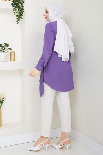 moda selvim Tunic 126ASN888 Lilac - Thumbnail