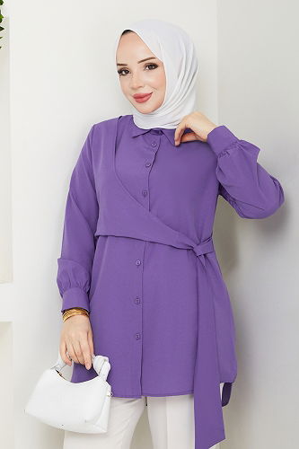 moda selvim بلوز ليلكي 126ASN888 - Thumbnail