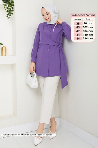 moda selvim بلوز ليلكي 126ASN888 - Thumbnail