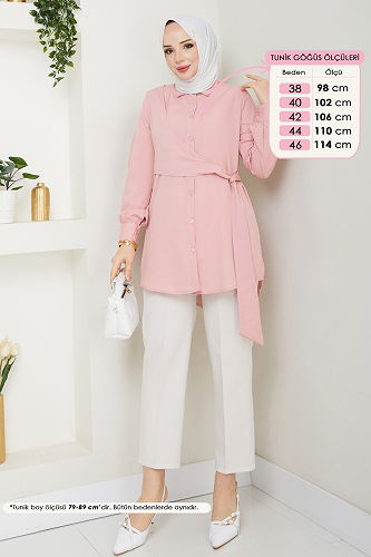 moda selvim Tunic 126ASN888 Powder - Thumbnail