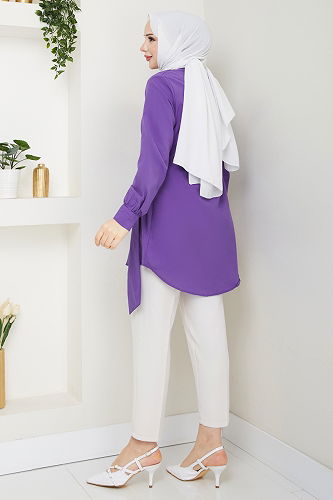 moda selvim بلوز أرجواني 126ASN888 - Thumbnail