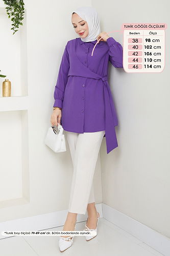 moda selvim بلوز أرجواني 126ASN888 - Thumbnail
