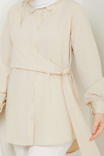 moda selvim Tunic 126ASN888 Stone - Thumbnail
