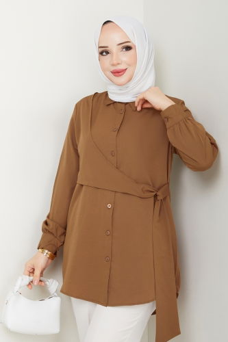 moda selvim Tunic 126ASN888 Tan - Thumbnail