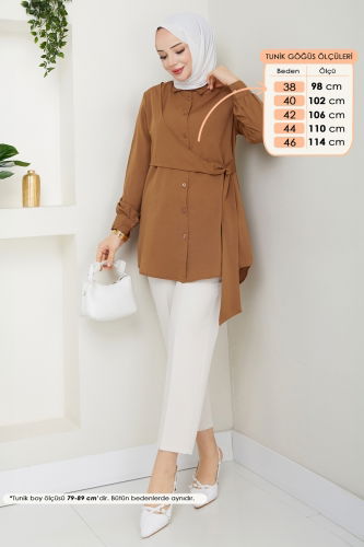 moda selvim Tunic 126ASN888 Tan - Thumbnail