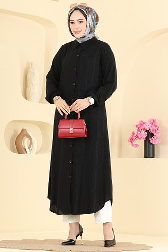 moda selvim Tunic 127NZRK1200 Black - Thumbnail