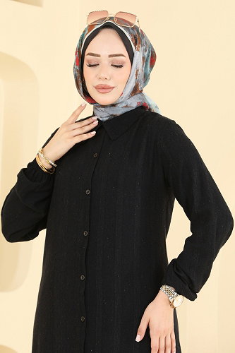 moda selvim Tunic 127NZRK1200 Black - Thumbnail