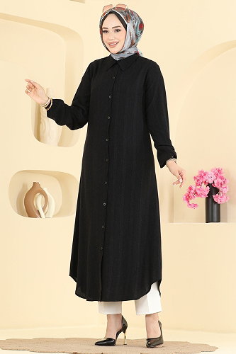 moda selvim بلوز أسود 127NZRK1200 - Thumbnail