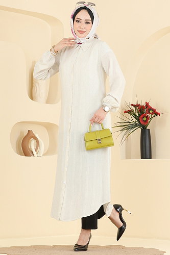 moda selvim بلوز كريمي 127NZRK1200 - Thumbnail