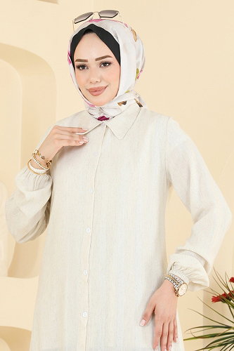 moda selvim بلوز كريمي 127NZRK1200 - Thumbnail