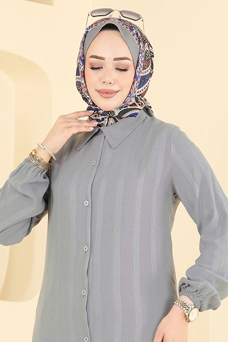 moda selvim Tunic 127NZRK1200 Gray - Thumbnail