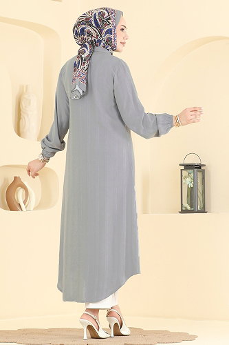 moda selvim Tunic 127NZRK1200 Gray - Thumbnail