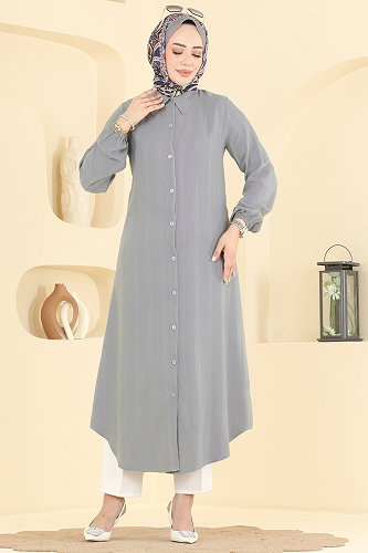 moda selvim بلوز رمادي 127NZRK1200 - Thumbnail