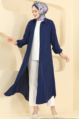 moda selvim Tunic 127NZRK1200 Navy Blue - Thumbnail