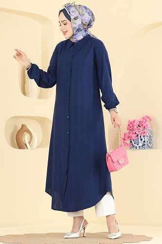 moda selvim Tunic 127NZRK1200 Navy Blue - Thumbnail