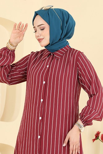 moda selvim Tunic 128NZRK1200 Burgundy - Thumbnail