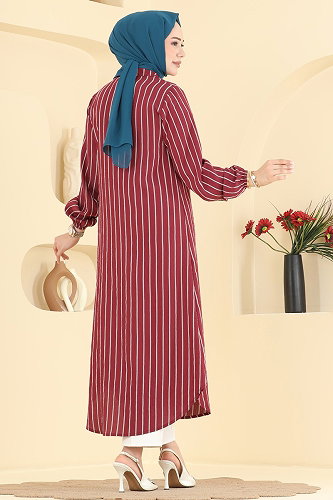 moda selvim Tunic 128NZRK1200 Burgundy - Thumbnail