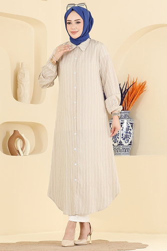 moda selvim Tunic 128NZRK1200 Stone - Thumbnail