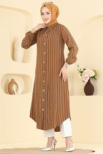 moda selvim بلوز عسلي 128NZRK1200 - Thumbnail