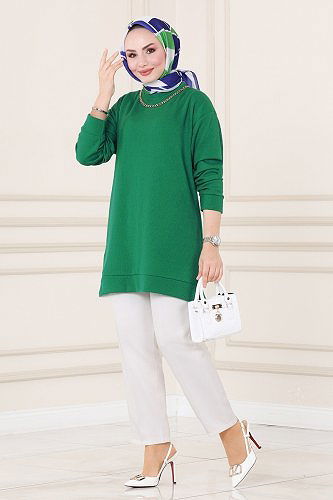 moda selvim Tunic 132BO429 Benetton Green - Thumbnail