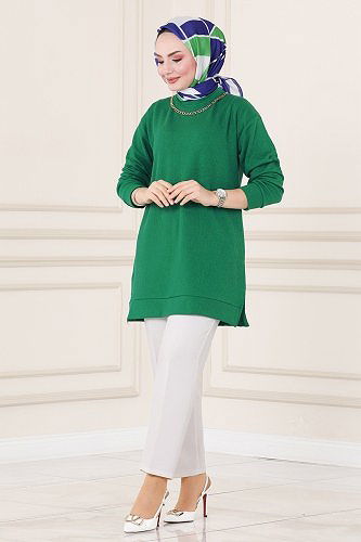 moda selvim Tunic 132BO429 Benetton Green - Thumbnail