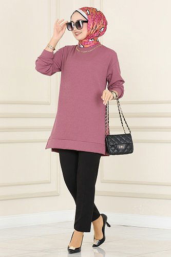 moda selvim Tunic 132BO429 Dried Rose - Thumbnail