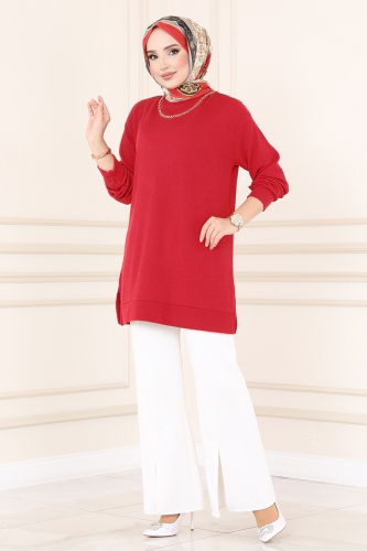 moda selvim Tunic 132BO429 Red - Thumbnail